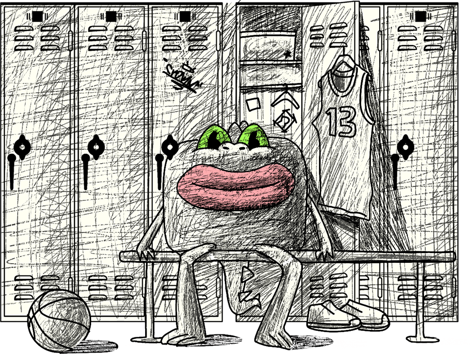 Frog in locker room